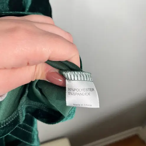 Guberry Emerald Dark Green Long Sleeve Ruched Faux Wrap Dress Small Formal