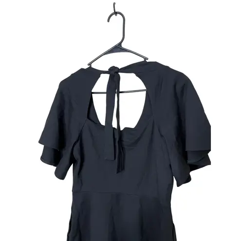 Voodoo Vixen Black Flutter Sleeve Button Front Tie Back Cutout Dress Size L Size L