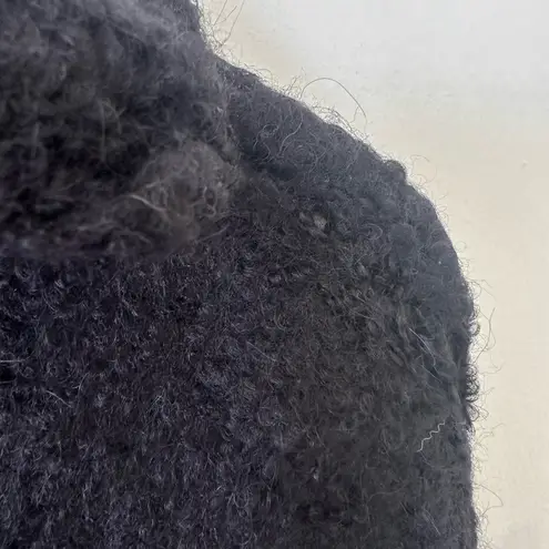 SMYTHE Augen Hand Knit Split Collar Crop Sweater Black Small