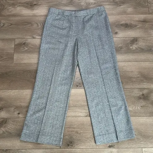 Lafayette 148  Menswear Herringbone Gray Silk And Wool Trouser Cropped Pants 12