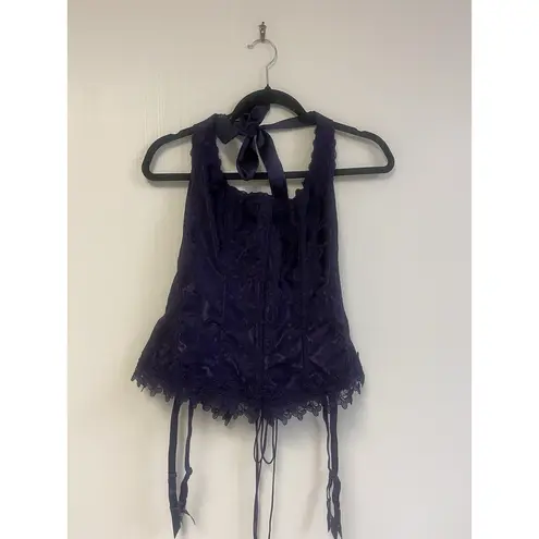 Frederick's of Hollywood Dream Halter Corset Size 38 Deep Purple Whimsigoth