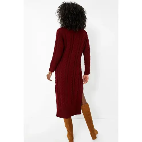 Tuckernuck NWT Hyacinth House Maddox in Maroon Cable Knit Midi Sweater Dress M