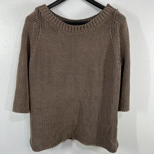 Soft Surroundings Brown Chunky Knit Sweater Womens Size XXL 3/4 Sleeve Pullover