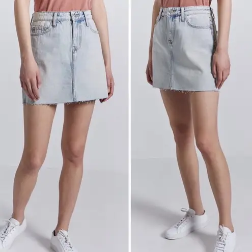 Current / Elliot The 5 Pocket Mini Denim Skirt Acid Wash Blue Zip Fly Sz 25 NWT