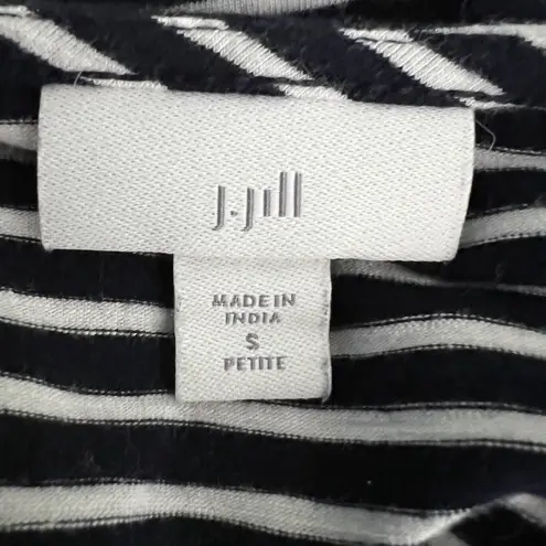 J. Jill Shirt Womens Small Petite Black White Stripe Tunic Ruffle Casual Lounge Blue Size undefined