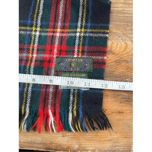Charter Club Pure Wool Plaid Tartan Scarf Fringe Made in Scotland