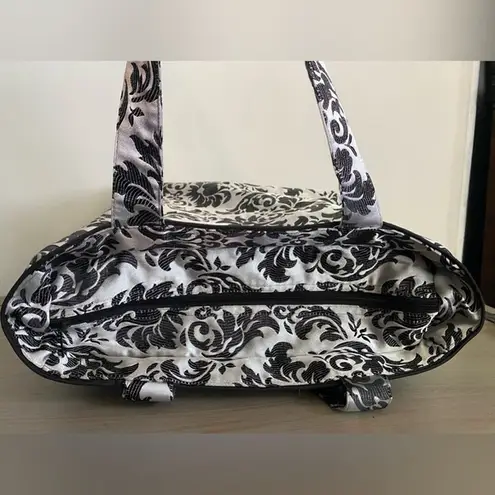 Tote Bag Silver and Black Venetian Damask Style Brocade Carryall