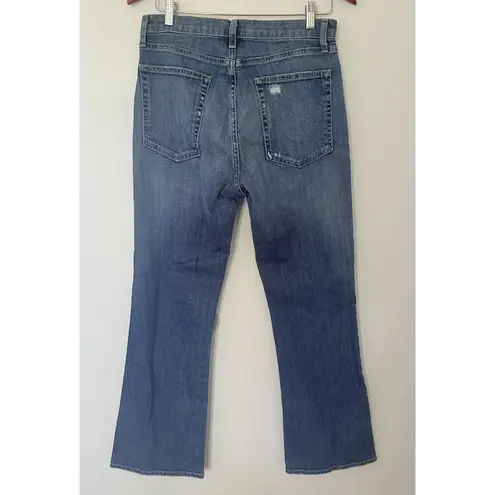 Nili Lotan Boot Cut Jean Classic Wash Cotton Blend USA Light Distressed Sz 30 Blue