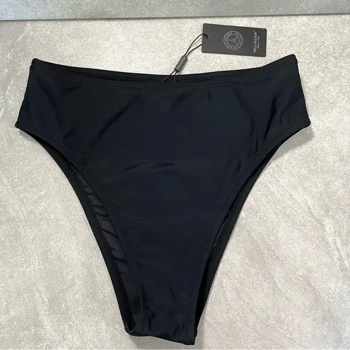 Relleciga Bikini Bottom Black High Cut High Waisted Swim Bottom Sz S NWT