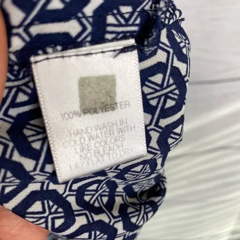 Harlowe $ Graham Harlowe & Graham Womens Sleeveless Geometric Blouse Top Blue White size Small