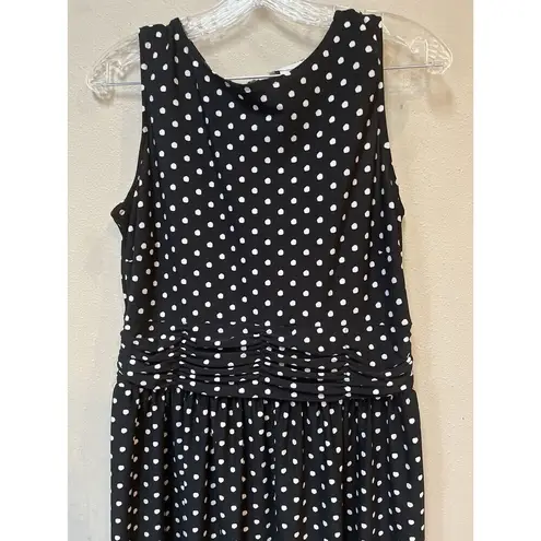 Danny & Nicole Black White Polka Dot Fit & Flare Sleeveless Midi Dress Size 10