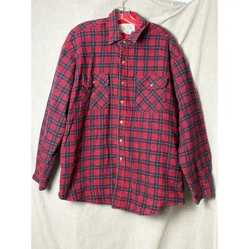 Alaska 1959 Wilderness Gear Red Plaid Quilted Flannel Shirt Jacket XL