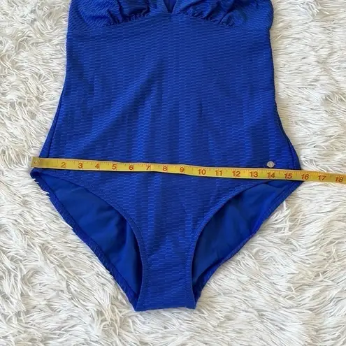 New J By Jasper Conran Plunge Neck back tie Swimsuit in cobalt blue size 14