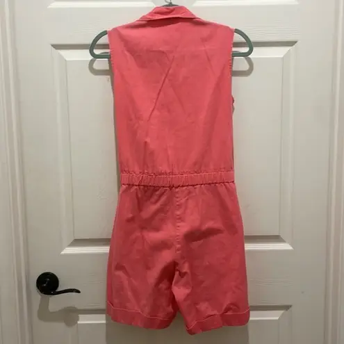 INC Vintage RIO . Coral Denim Sleeveless Pleated Jeweled Romper