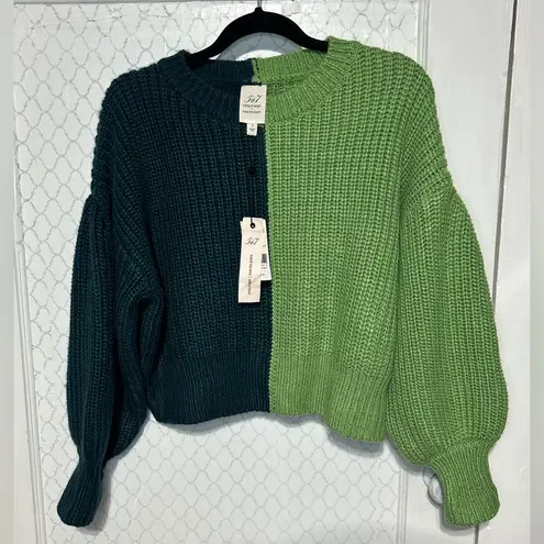 Cinq à Sept Mari Sweater NWT – Arugula & Peacock Knit Crewneck SZ Small Green
