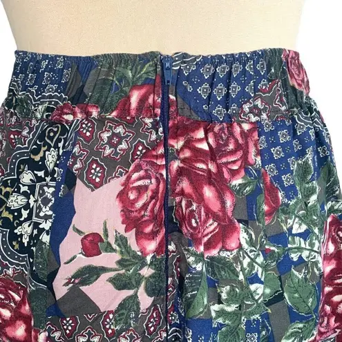 Vintage Carol Anderson Collection Patchwork Floral Midi Skirt Custom Trim Red Size undefined