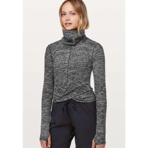 Lululemon Top Womens 4 Black Melodic Movement Long Sleeve Twist Front Turtleneck - Image 2
