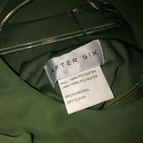 After Six NATURAL WAIST Ruffle Slit BRIDESMAID DRESS Vineyard Green Size 6