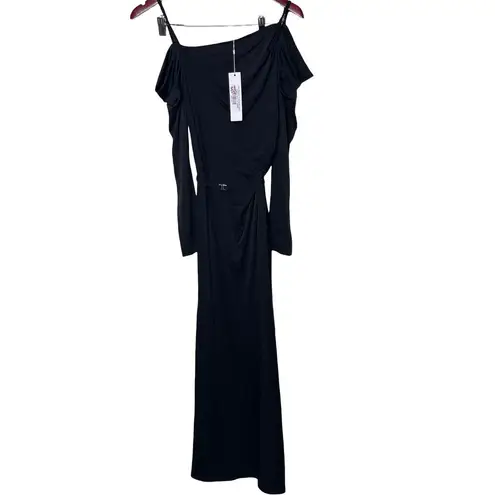 NWT Jonathan Simkhai Black One Shoulder Maxi Dress Steele Pebble sz S