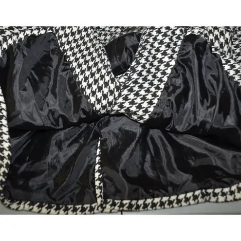 Jou Jou Womens 1X Belted Houndstooth Black & White Pea Coat Jacket Warm Stylish