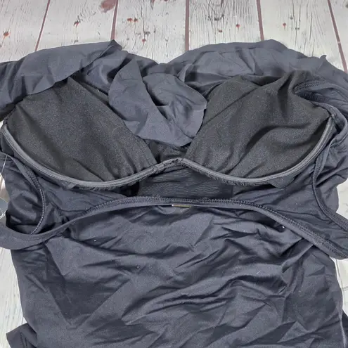 Lauren Ralph Lauren Ruffle Tankini Swim Top in Black 6 NWT