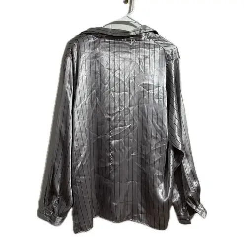 Yves St. Clair Silver 3/4 Sleeve Button Down Shirt Size 20W