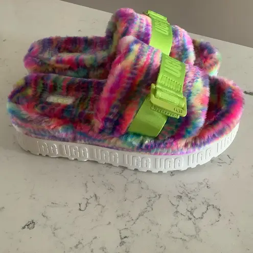 UGG  Fluffita Pixelate slide sandal size 6 / fits 7 womens faux fur slip on slide - Image 2