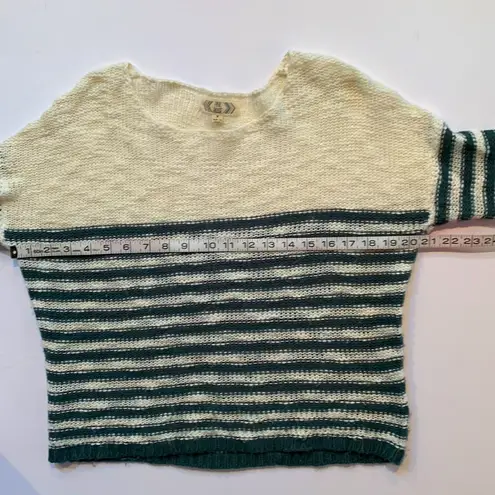 Pink Rose green and cream drop shoulder lightweight nubby open weave sweater M Size M