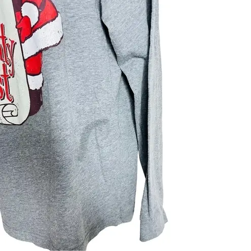None I’m On The Naughty List Gray Long Sleeve Christmas Tee Size M