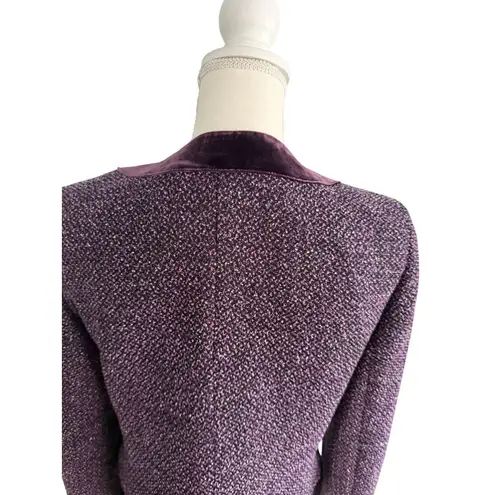 ALBERT NIPON Purple Bow Collar Silk Blend Blazer Jacket Size 10P