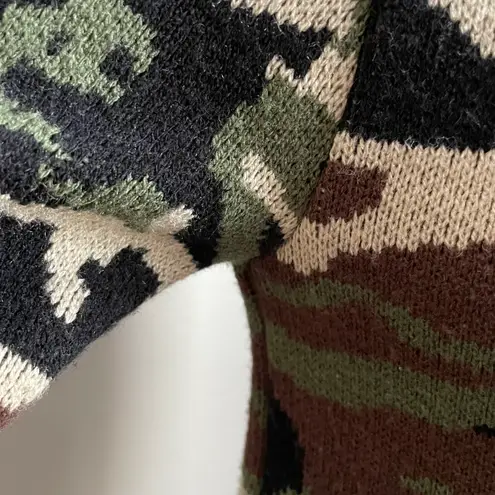 SML Sport Camouflage Double Zipper Sweater Small Green Brown Black Cream