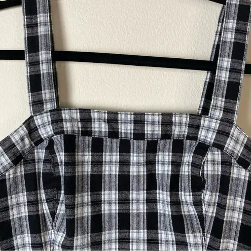 Hollister Size S Plaid Belted Waist Mini Dress Black White Academia Y2K Preppy