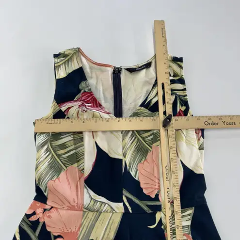 Eshakti Dress Womens 2 Blue Floral Fit & Flare Sleeveless Pocket Cotton Spandex