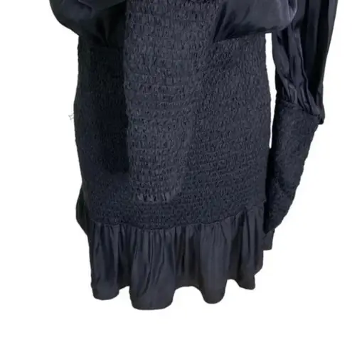 Farm Rio Black Heart Neckline Smocked Detail Mini Dress Size S NWT