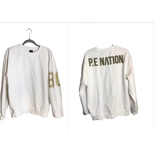 P. E Nation Women Sweatshirt Sz. XS Cream/ Gold EUC Sporty Casual Comfortable