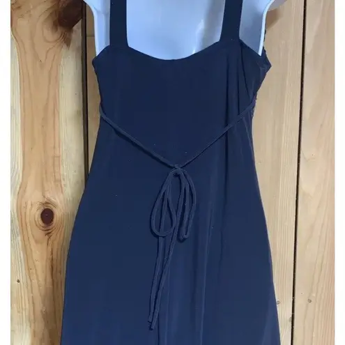 B Moss Black Vintage 1990 Lace Top Tie Back Deep Plunge Bodice Cocktail Dress # Size M