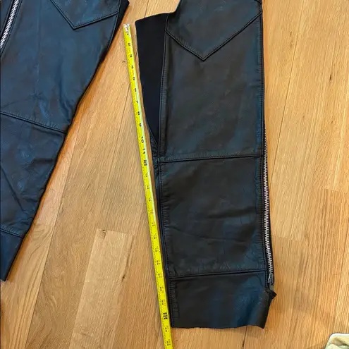 Vtg Harley Davidson Women’s Chaps Black Leather Biker Riding Gear Size Medium