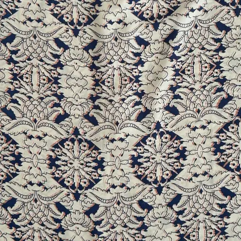 CAbi  Women's Cream Blue Damask Flutter Short Sleeve Blouse Small‎ #3074