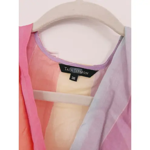 Tara Jarmon Rainbow Stripe Midi Dress Small Dopamine Dressing Parisian Pastel Pink