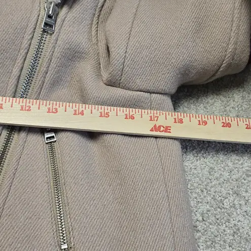 Wilfred Free Aritzia Shearling Lined Wool Coat XS Beige Zip Jacket Menchi Fabric