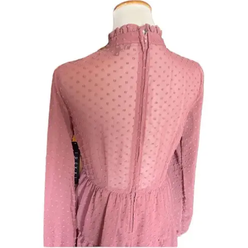 NWT Womens Francesca’s Collections Trixxi Chiffon Clip Swiss Dot Dress