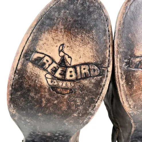 FREEBIRD by Steven Irish Tall Leather Riding Boots Triple Buckle Strap 6 Brown