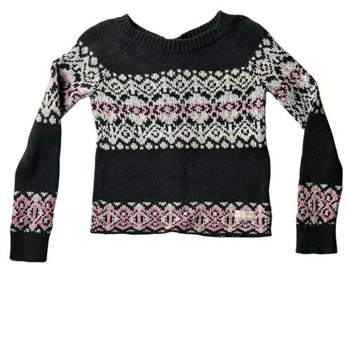 Odd Molly Fair Isle Sweater Knit Pullover Pink White Black Size 0