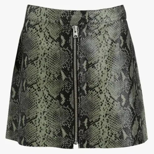 ALLSAINTS ππ Lena Oba Leather Skirt ~ Snake Green