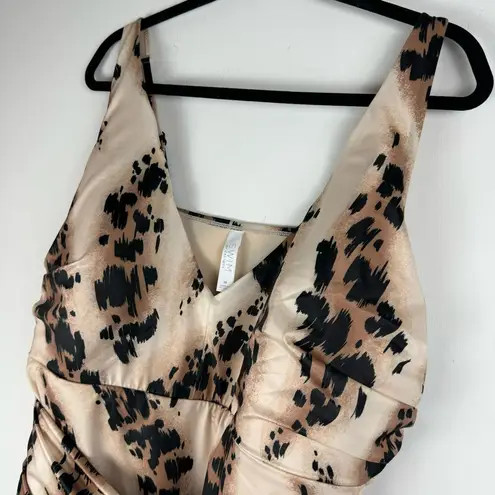 Cacique NWT Swim No Wire One Piece Sz 28 Animal Print Belt Tie Waist