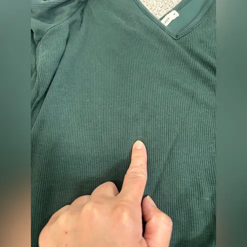 Marine layer Lexi Long Sleeve V-Neck Dress Ribbed Maxi Medium Green Gables