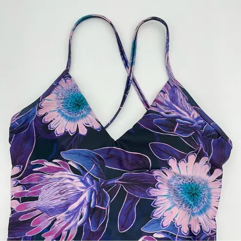 Sensi Graves Floral One Piece Swimsuit Purple Mesh Panel Size Medium Women Emily