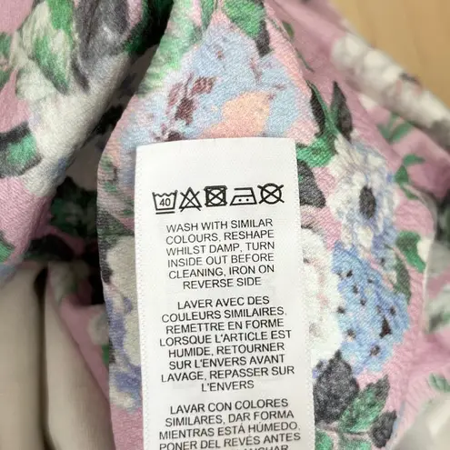 ASOS DESIGN Long Sleeve Crop Top Lace Up Front in Pink Floral Print, Size 8