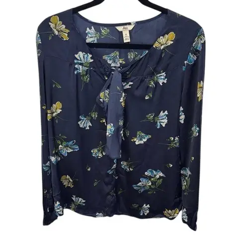 G.H. Bass &Co. G.H. Bass & Co Floral Print Long Sleeve Tie Neck Blouse Women's Size M