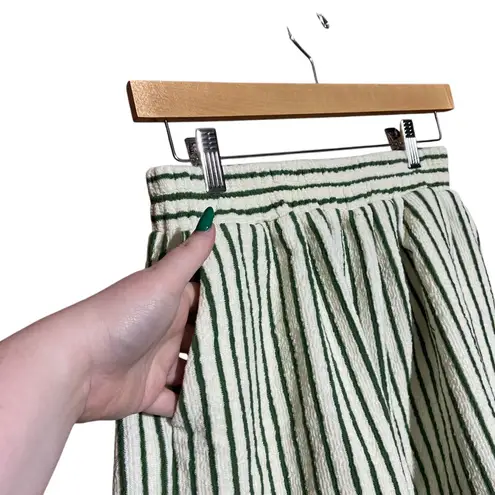 Sunday in Brooklyn Green Motif Scoop-Neck Terry Striped Cropped Set Size XS